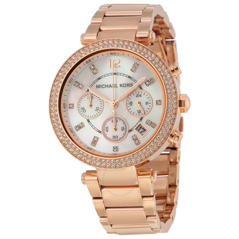 michael kors outlet watches rose gold|Michael Kors parker chronograph watch.